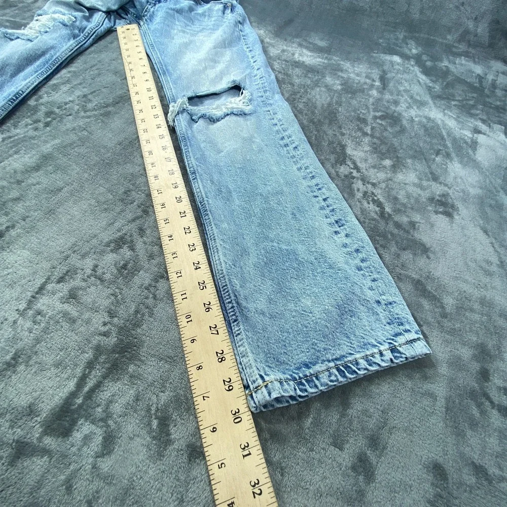 Aeropostale Baggy Jeans Womens 4 Blue Distressed Y2K Low Rise Denim Light Wash - Picture 7 of 9